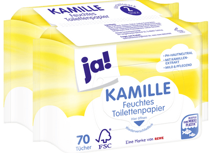 ja! Feuchtes Toilettenpapier Kamille 2x70 Stück