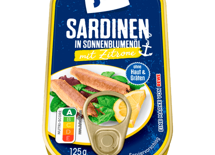 ja! Sardinen in Sonnenblumenöl mit Zitrone 94g