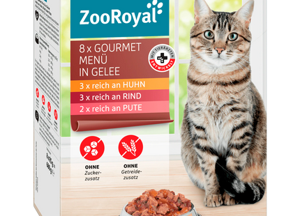 ZooRoyal Katzenfutter Gourmet Menü Gelee 8x85g