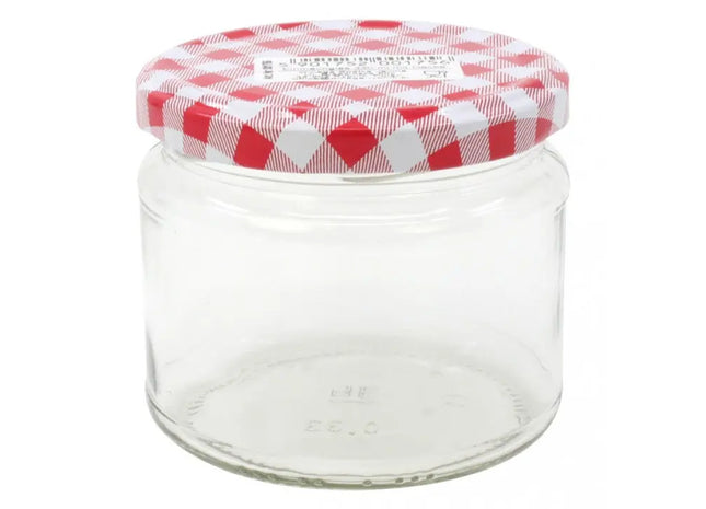 330ml Einmachglas mit kariertem Deckel - Optimal für Haushalts- und Küchenaufbewahrung TK Gruppe® Grosshandel 