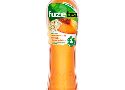 Fuze Tea Schwarzer Tee Pfirsich Holunderblüte ohne Zucker 1,25l