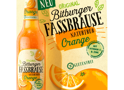 Bitburger Fassbrause Orange naturtrüb glutenfrei 6x0,33l