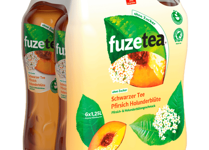 Fuze Tea Schwarzer Tee Pfirsich Holunderblüte Ohne Zucker 6x1,25l