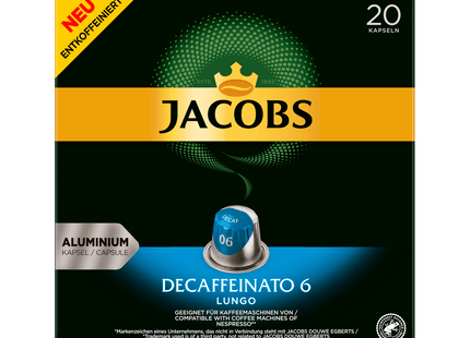 Jacobs Decaffeinato 6 Lungo 104g, 20 Stück