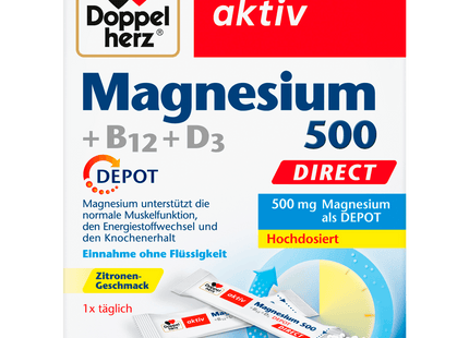 Doppelherz aktiv Magnesium 500 +B12 +D3 Direct 20g