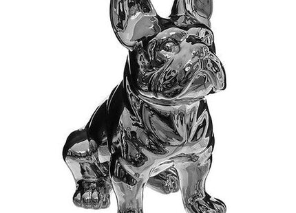 Statuette "Bulldogge" Keramik silber H12cm