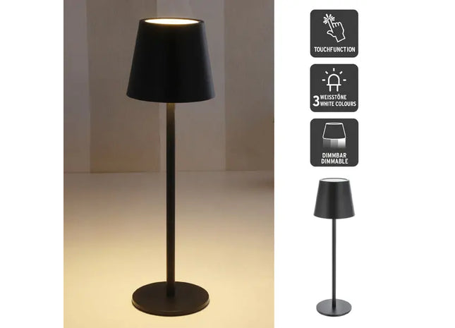37cm LED Tischleuchte in Schwarz - Modernes Metall-Design mit USB-Anschluss, Effiziente Beleuchtung TK Gruppe® Grosshandel 