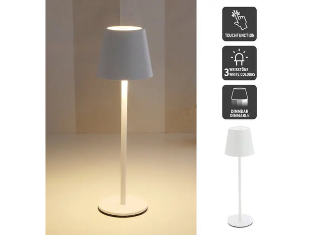 37cm LED Tischleuchte in Weiß - USB-betrieben, Modernes Design aus Metall für Schreibtische TK Gruppe® Grosshandel 