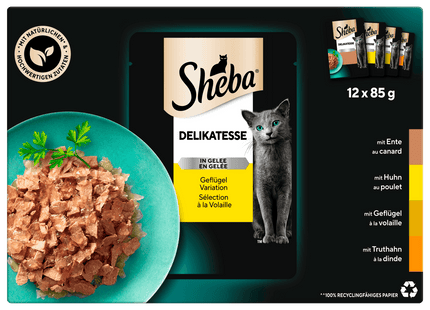 Sheba Portionsbeutel Multipack Delikatesse in Gelee Geflügel Variation 85g