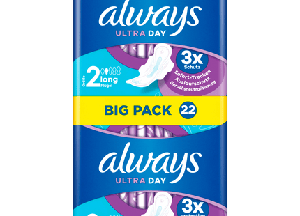 Always Ultra Damenbinden long mit Flügel 22 Stück