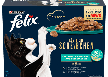 Purina Felix Köstliche Scheibchen Geschmacksvielfalt aus dem Wasser 10x80g