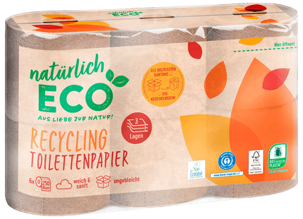 natürlich ECO Recycling Toilettenpapier 3-lagig 6x250 Blatt