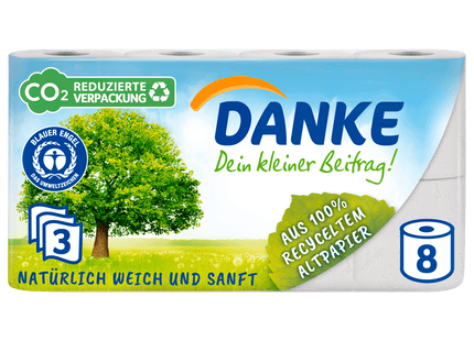 Danke Toilettenpapier 3-lagig 8x150 Blatt