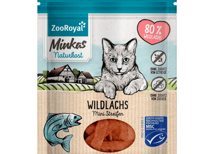 ZooRoyal Minkas Naturkost Wildlachs Mini Streifen 50g