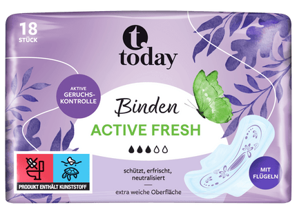 today Binden Active Fresh mit Flügeln 18 Stück