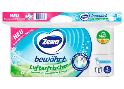 Zewa bewährt Toilettenpapier Lufterfrischer 3-lagig 8x150 Blatt