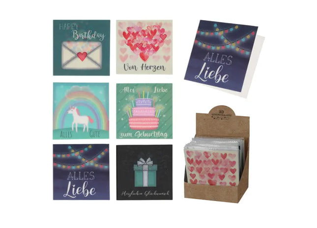 3D Aufklappbare Grußkarten, Vielfältige Motive, 6er-Set TK Gruppe® Grosshandel 