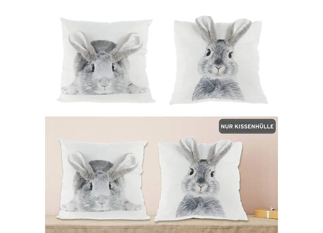 3D Hase Kissenhüllen, 2er-Set, ca. 40x40cm - Verspielte Raumgestaltung TK Gruppe® Grosshandel 