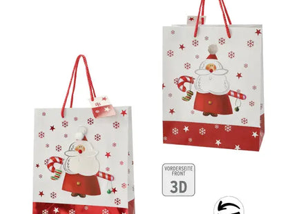 3D Santa Geschenktüte - Mittelgroß, 23cm hoch - Weihnachts-Sackerl mit Charakter TK Gruppe® Grosshandel 