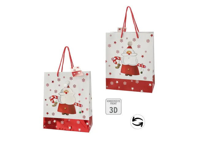 3D Santa Geschenktüte - Mittelgroß, 23cm hoch - Weihnachts-Sackerl mit Charakter TK Gruppe® Grosshandel 