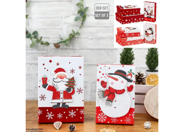 3D Weihnachtsboxen-Set - Dreierpack, doppelseitig, je 3 Stück TK Gruppe® Grosshandel 