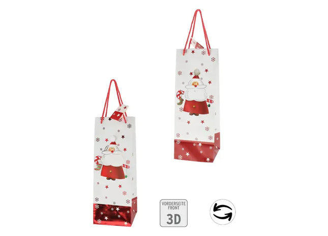 3D Weihnachtsmann Flaschentüte, Festliche Verpackung, 34 cm Höhe TK Gruppe® Grosshandel 