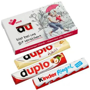 3er Duplo & Kinderriegel Pack im Werbeschieber mit Sichtfenster – Personalisiert TK Gruppe® Grosshandel 