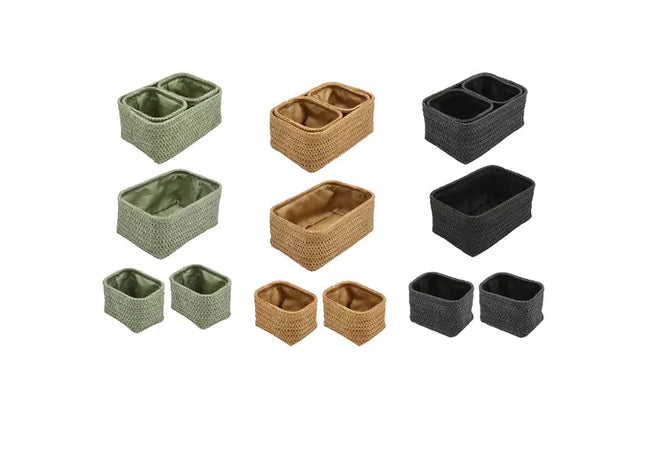 3er Set Aufbewahrungskörbe mit Stoffeinlage, vielseitig einsetzbar TK Gruppe® Grosshandel 