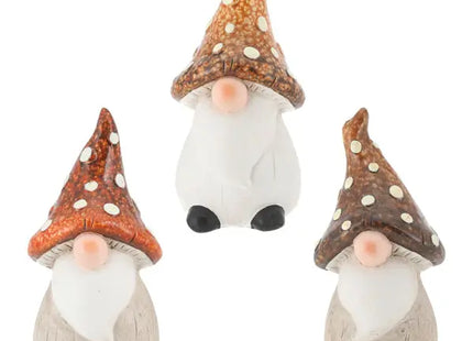 3er Set Braune Wichtel, Rustikale Gartenfiguren, 13 cm Höhe TK Gruppe® Grosshandel 