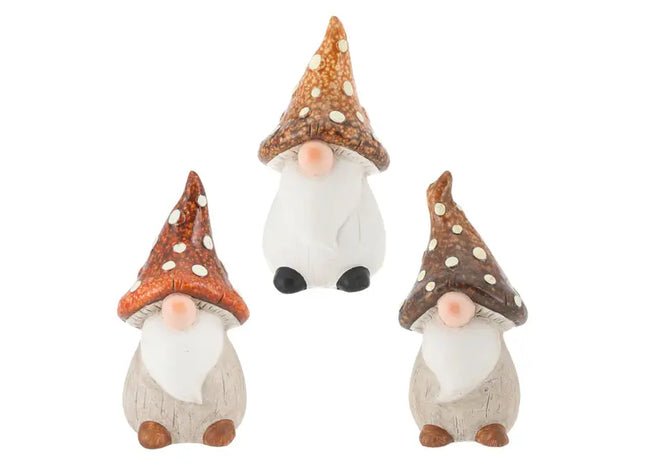 3er Set Braune Wichtel, Rustikale Gartenfiguren, 13 cm Höhe TK Gruppe® Grosshandel 