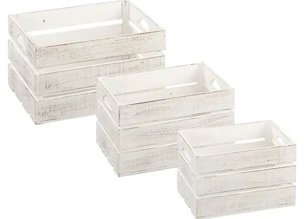 3er Set Dekorative Holzkisten, Antikweiß - Stilvolle Aufbewahrungslösung TK Gruppe® Grosshandel 