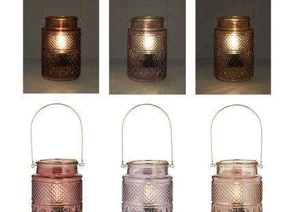 3er Set Dunkle Kristallglas-LED Leuchten mit Henkel, 20 cm - Stilvolle Beleuchtung TK Gruppe® Grosshandel 