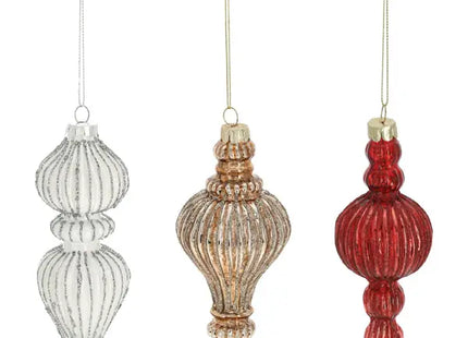 3er-Set Glas-Christbaumschmuck, ca. 14 cm – Festliche Eleganz TK Gruppe® Grosshandel 