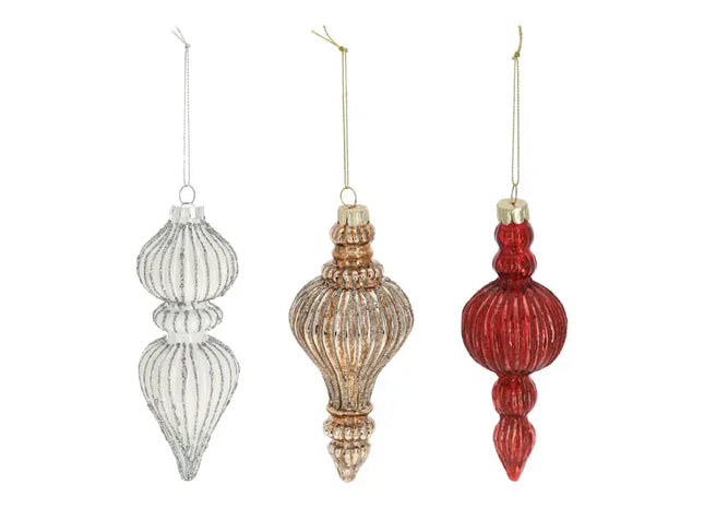 3er-Set Glas-Christbaumschmuck, ca. 14 cm – Festliche Eleganz TK Gruppe® Grosshandel 