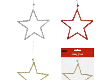 3er Set Glitzernde Sternanhänger, Klein, Ca. 12 cm - Festliche Deko TK Gruppe® Grosshandel 