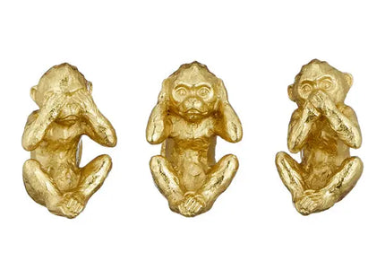 3er-Set Goldene Affenfiguren, Klein, Höhe ca. 10 cm TK Gruppe® Grosshandel 