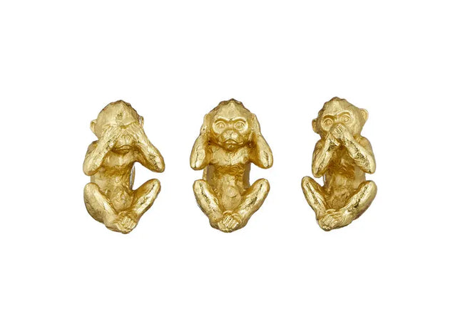 3er-Set Goldene Affenfiguren, Klein, Höhe ca. 10 cm TK Gruppe® Grosshandel 