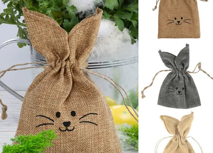 3er Set Große Stoffbeutel mit Hasenmotiv, Umweltfreundlich, 28x15 cm TK Gruppe® Grosshandel 