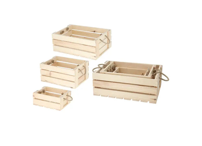 3er Set Holzkisten mit Henkeln - Vielseitige Aufbewahrungslösungen für Zuhause TK Gruppe® Grosshandel 