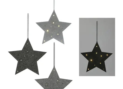 3er-Set LED-Filzsterne zum Aufhängen, ca. 30cm - Beleuchtete Dekorsterne TK Gruppe® Grosshandel 