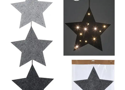 3er-Set LED-Filzsterne zum Aufhängen, ca. 45cm - Stimmungsvolle Weihnachtsbeleuchtung TK Gruppe® Grosshandel 