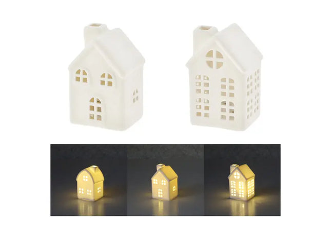 3er Set LED-Häuser, weiß, in Showbox - Stilvolle Beleuchtungsdeko TK Gruppe® Grosshandel 