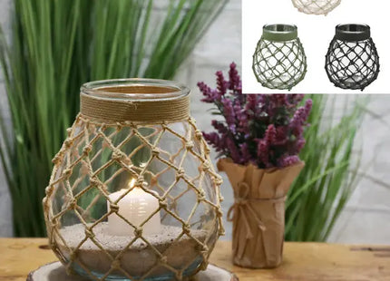 3er-Set Netz-Windlichtgläser, mittelgroß, 23cm, stilvolle Beleuchtung TK Gruppe® Grosshandel 
