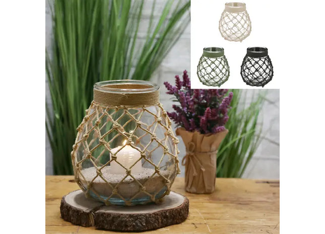 3er-Set Netz-Windlichtgläser, mittelgroß, 23cm, stilvolle Beleuchtung TK Gruppe® Grosshandel 