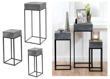 3er Set Pflanztische in Steinoptik, Höhe 70cm - Stilvolle Bühne für Ihre Pflanzen TK Gruppe® Grosshandel 