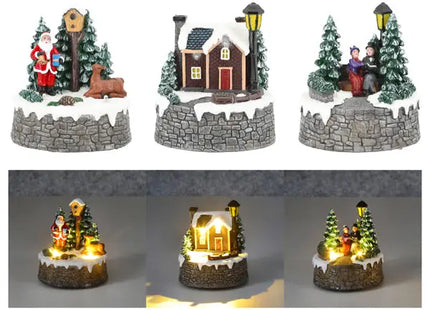 3er Set Runde LED-Winterlandschaft, Dekorative Leuchtobjekte, 9x10 cm TK Gruppe® Grosshandel 