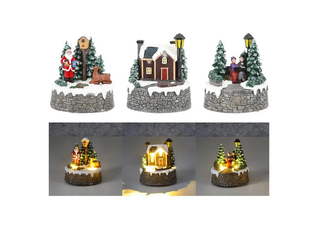 3er Set Runde LED-Winterlandschaft, Dekorative Leuchtobjekte, 9x10 cm TK Gruppe® Grosshandel 