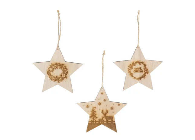 3er Set Sternanhänger, weihnachtlich, Durchmesser ca. 12cm TK Gruppe® Grosshandel 