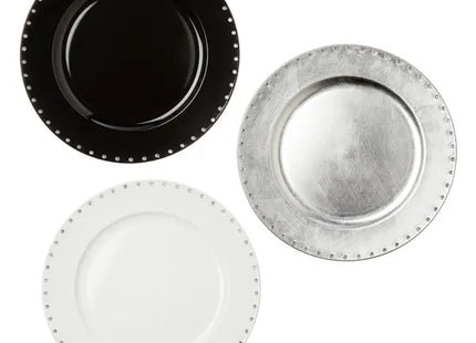 3er Set Strassbesetzte Dekoteller, Durchmesser 33 cm - Elegante Tischdekoration TK Gruppe® Grosshandel 