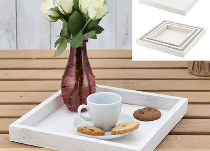 3er Set Weiße Deko-Holztabletts, Quadratisch, Ca. 30x30 cm – Modernes Design TK Gruppe® Grosshandel 